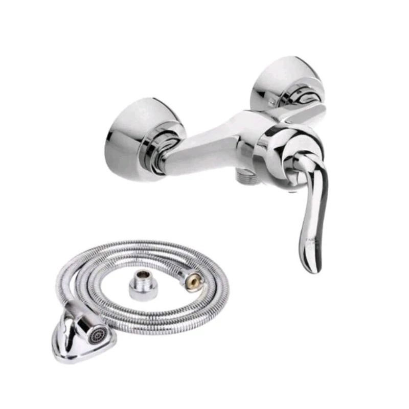 شیر آفتابه قاجاری کروم و شیلنگ توالت