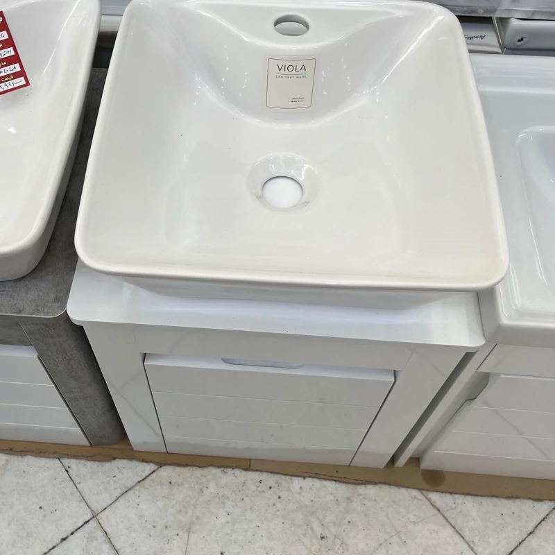 روشویی کابینتی pvc سفید سایز 40 با سنگ ویولا