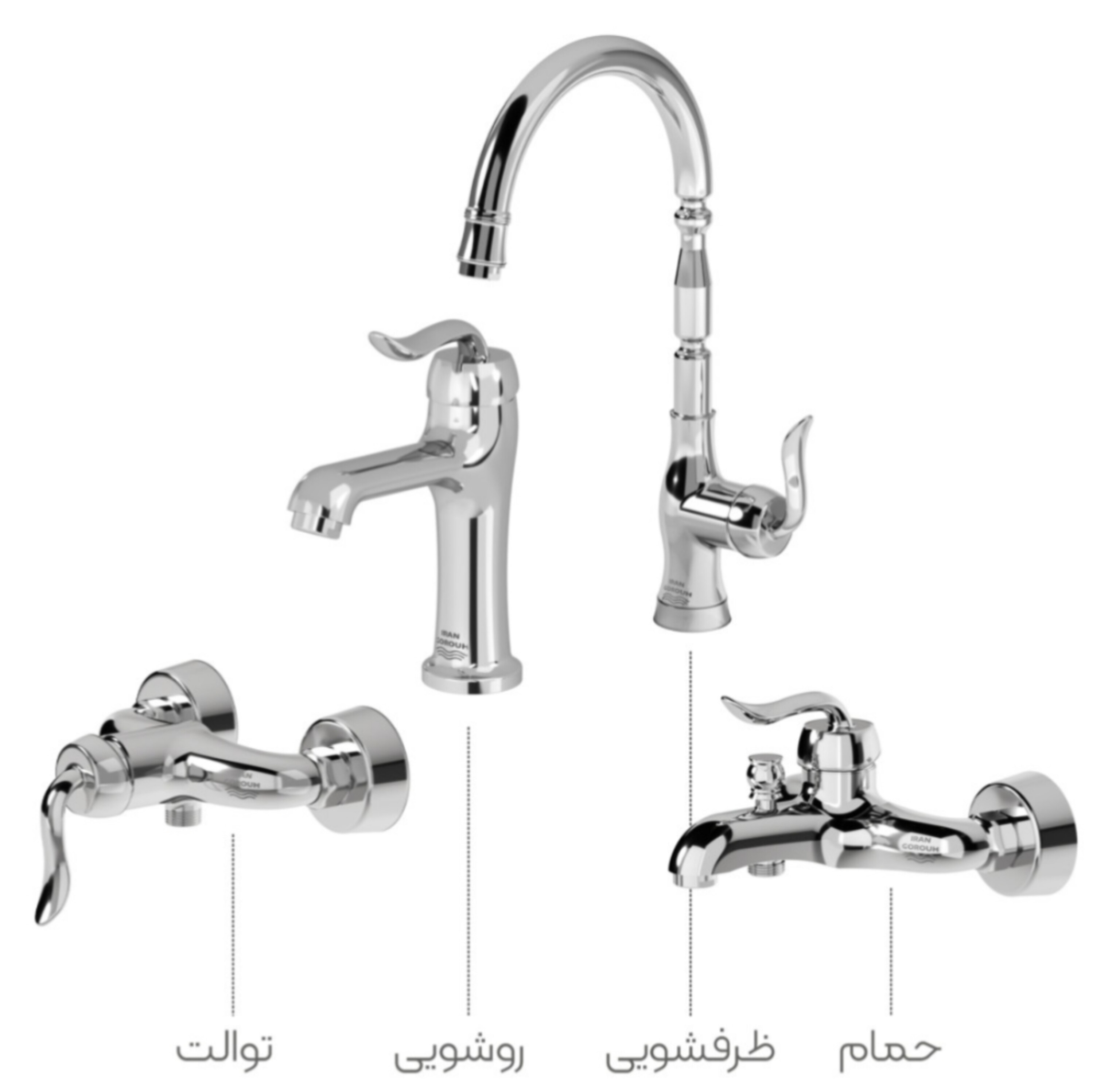 ست شیرآلات سزار  کروم ایران گروه