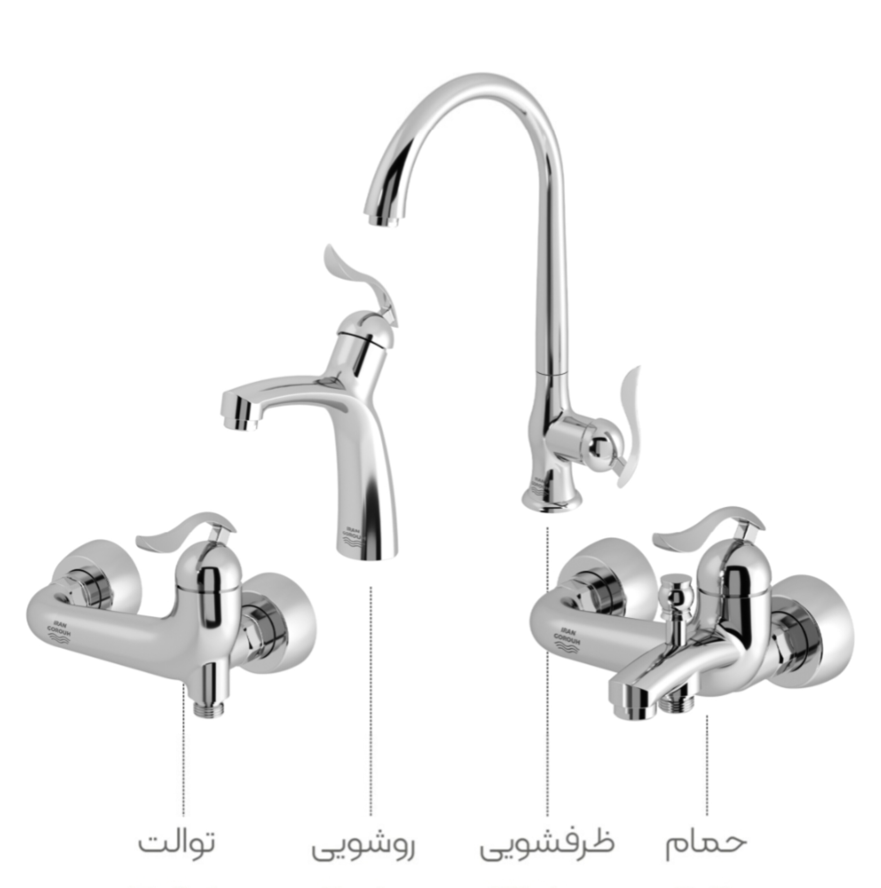 ست شیرآلات آرچر کروم ایران گروه