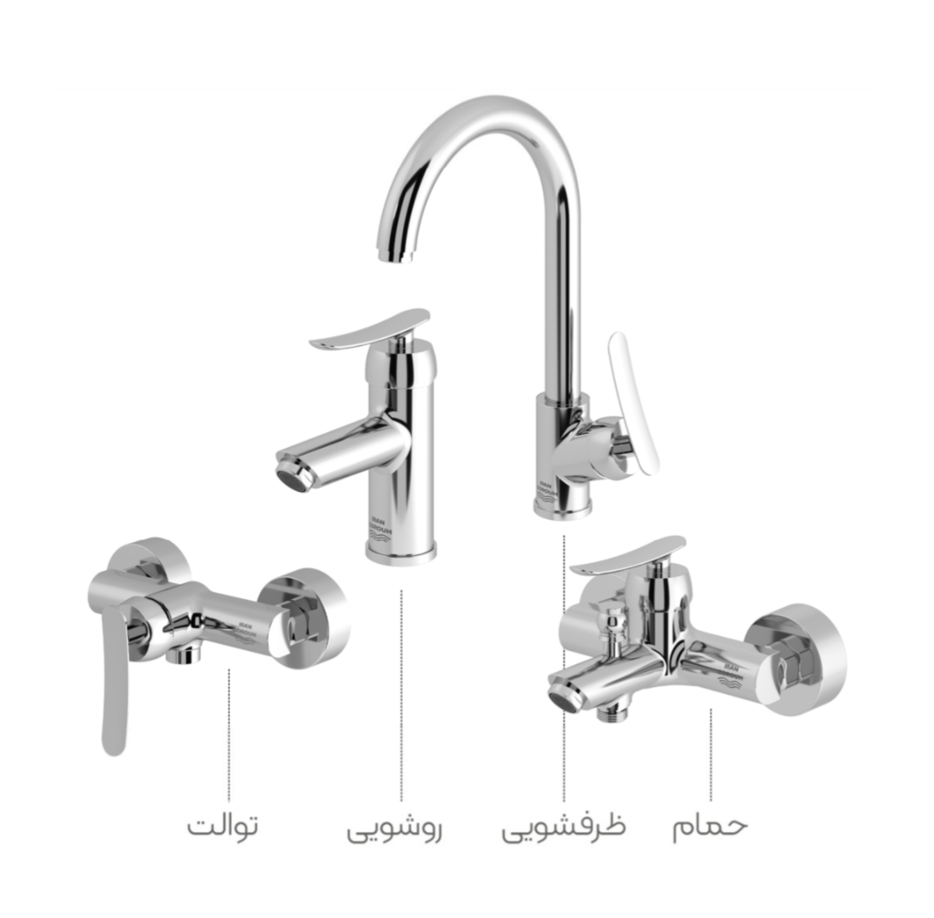 ست شیرآلات تنسو کروم ایران گروه