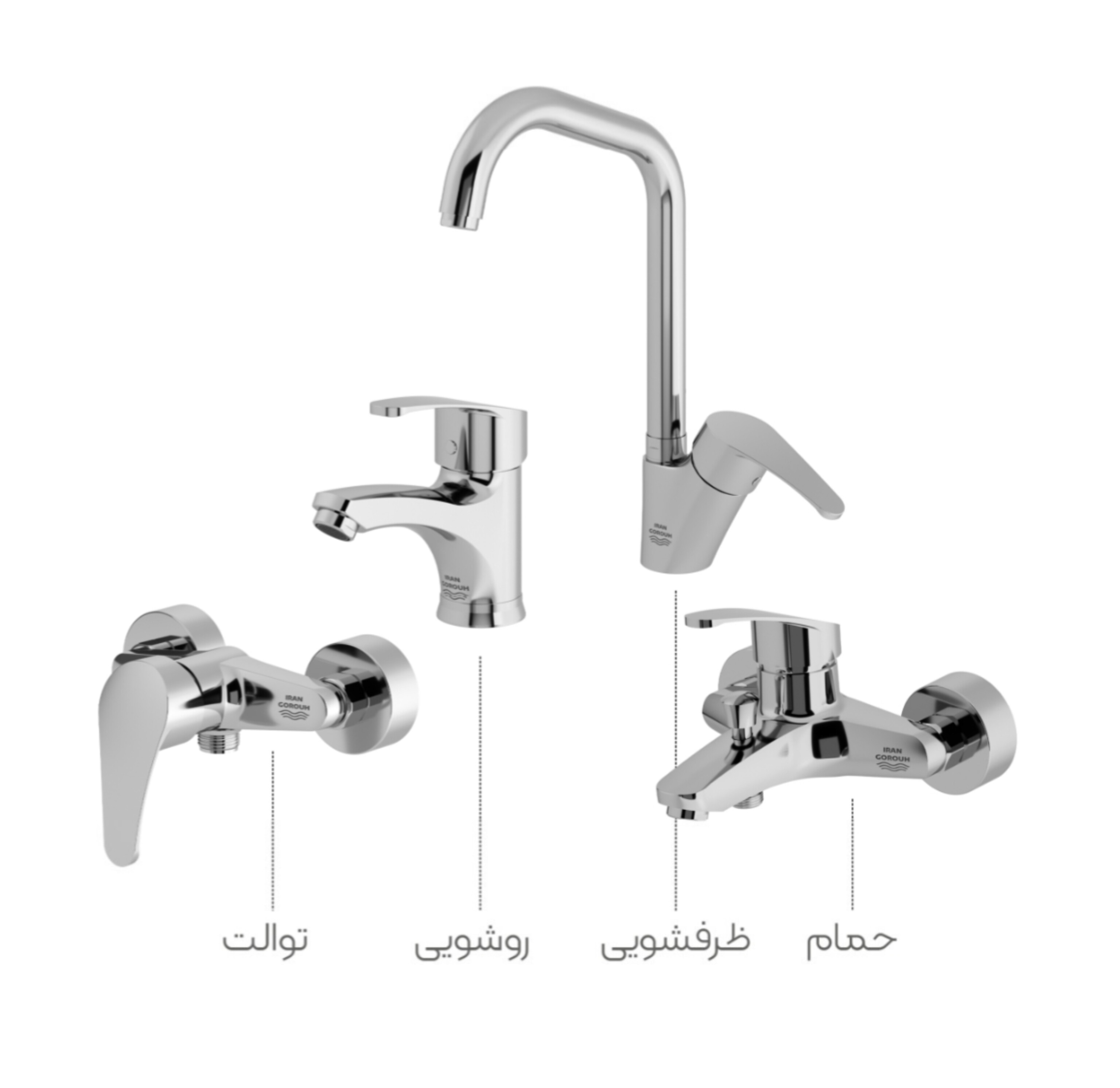 ست شیرآلات اسپانیا کروم ایران گروه